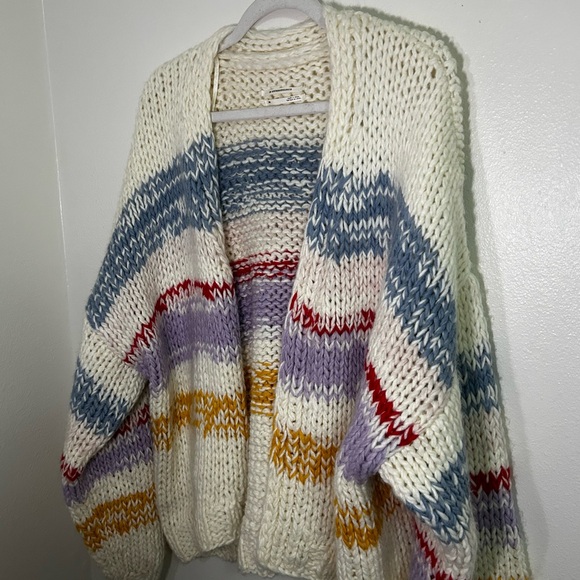 Anthropologie chunky knit colorful striped open cardigan **see description - Picture 3 of 10